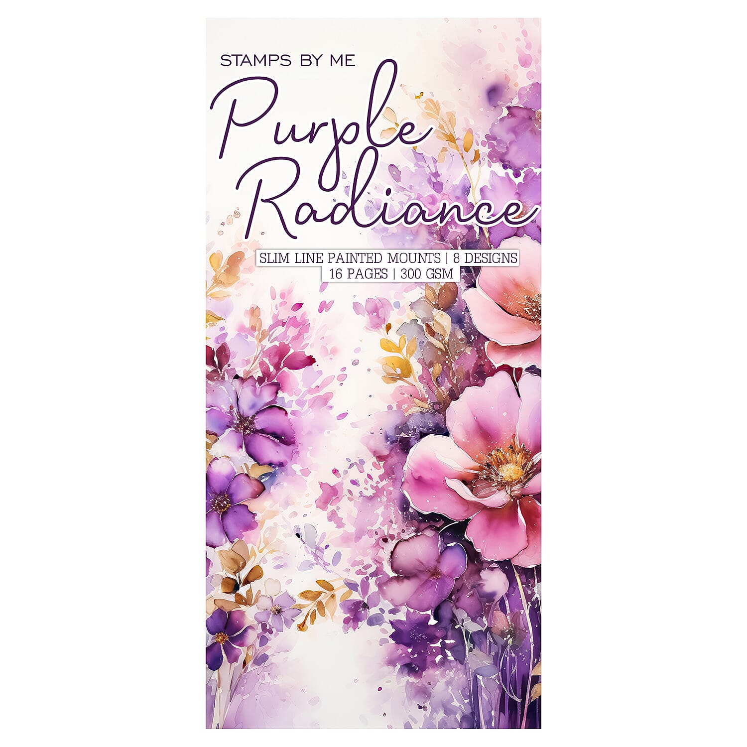 PURPLE RADIANCE 8.5 X 18CM 8 DESIGNS 16 PAGES 300GSM