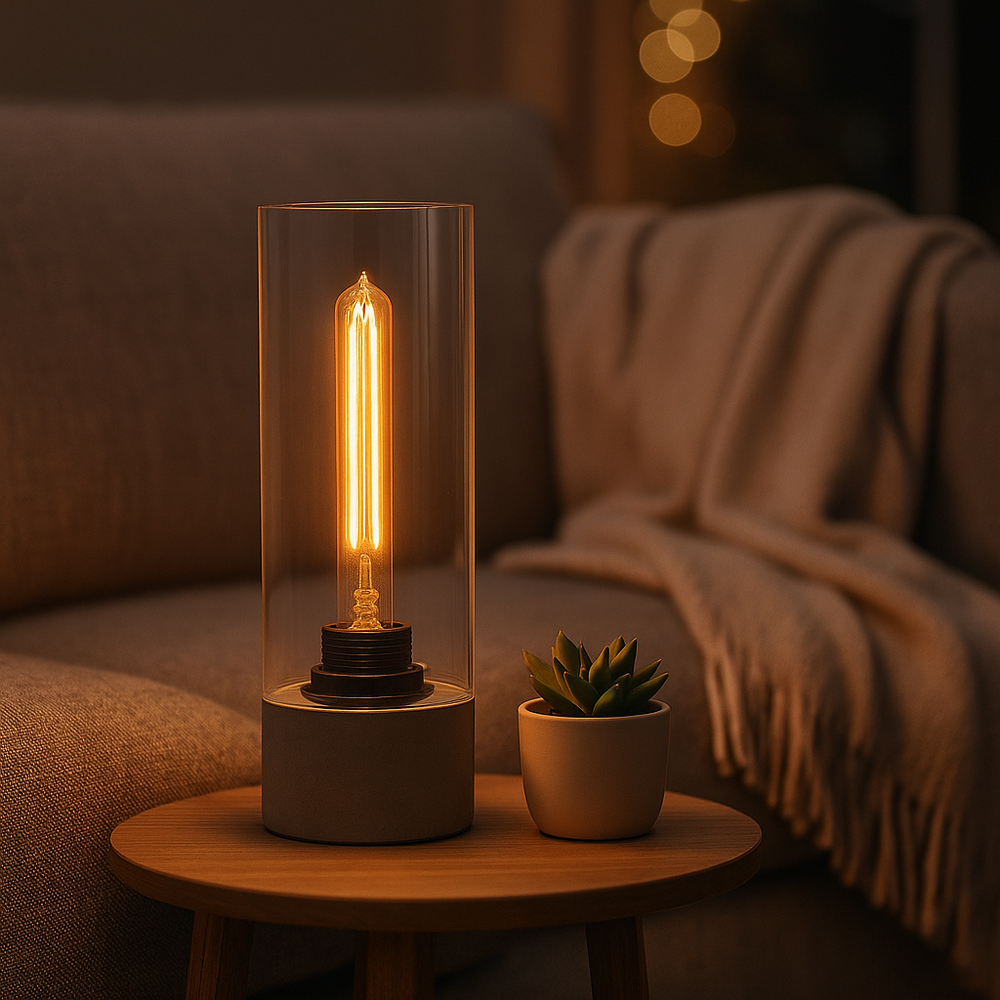 Table Lamp with Clear Glass Shade - 28.5cm_8161900_1