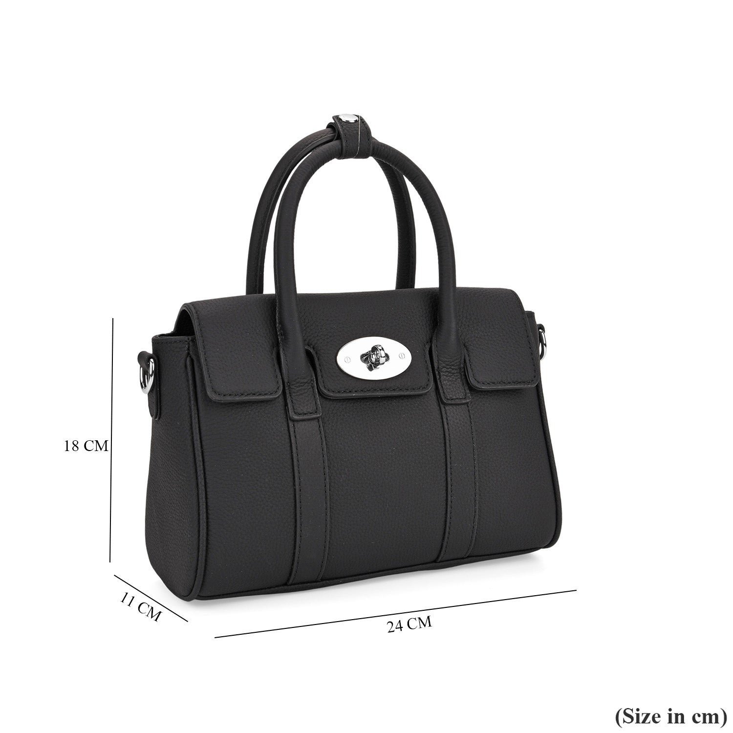 La Marey Genuine Leather Mini Bayswater Satchel Bag - Black_8163208_6