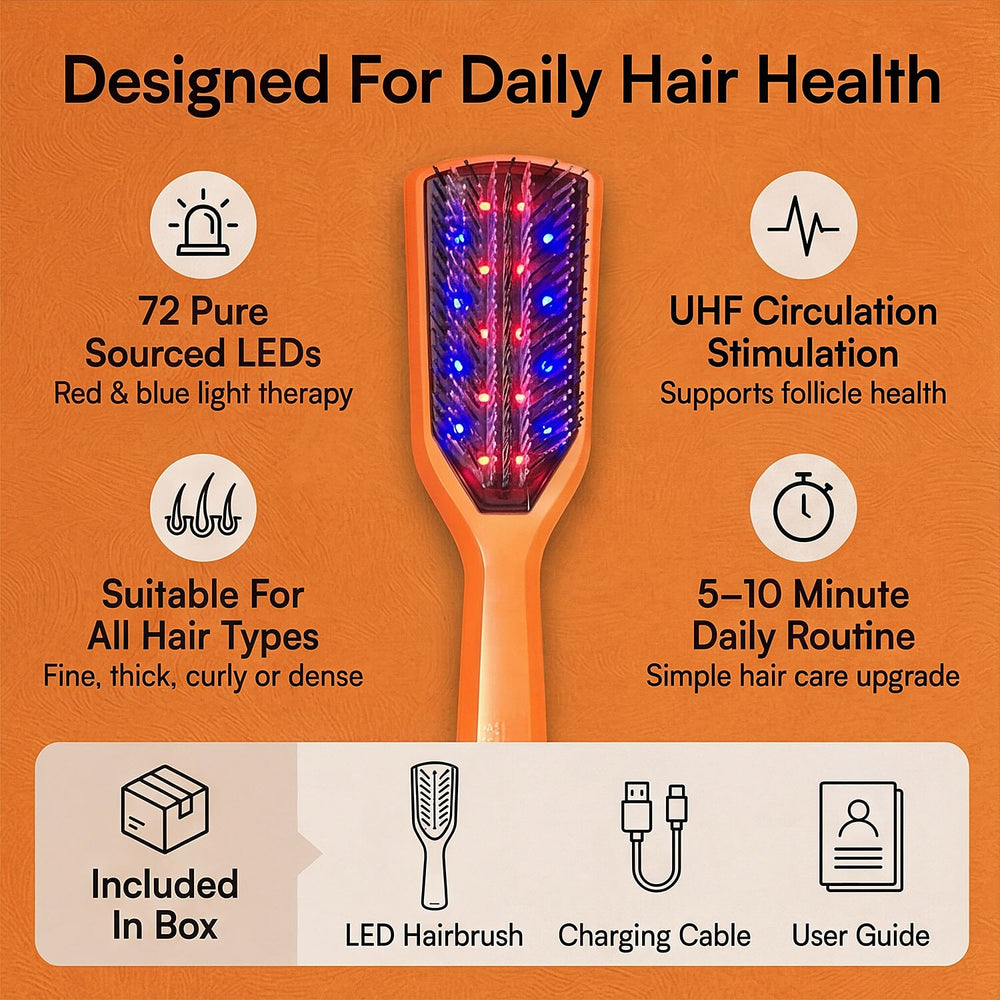 Lab Life INCREMENTUM LED Hairbrush with 72 Pure Sourced LED Lights - Lifetime Warranty