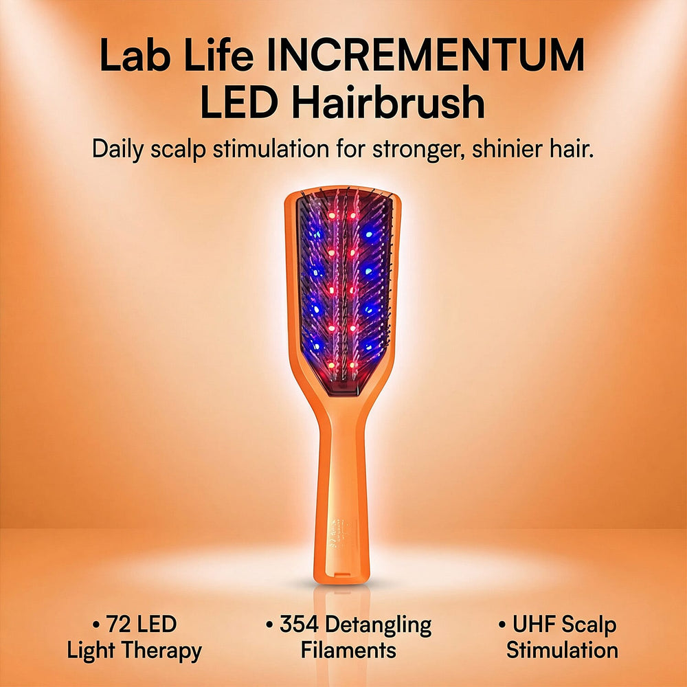 Lab Life INCREMENTUM LED Hairbrush with 72 Pure Sourced LED Lights - Lifetime Warranty