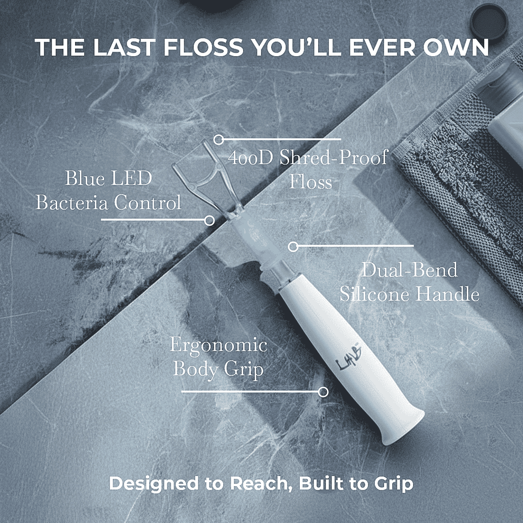 Lab Life Floss Light - LED Teeth Whitening and Interdental Flosser (Including 6 Flossing Heads)