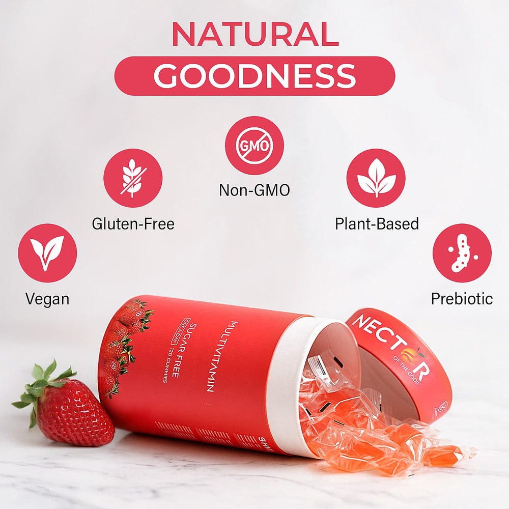 NECTOR Multivitamin SUGAR FREE Strawberry Gummies - 120 Days Supply (4 Months)