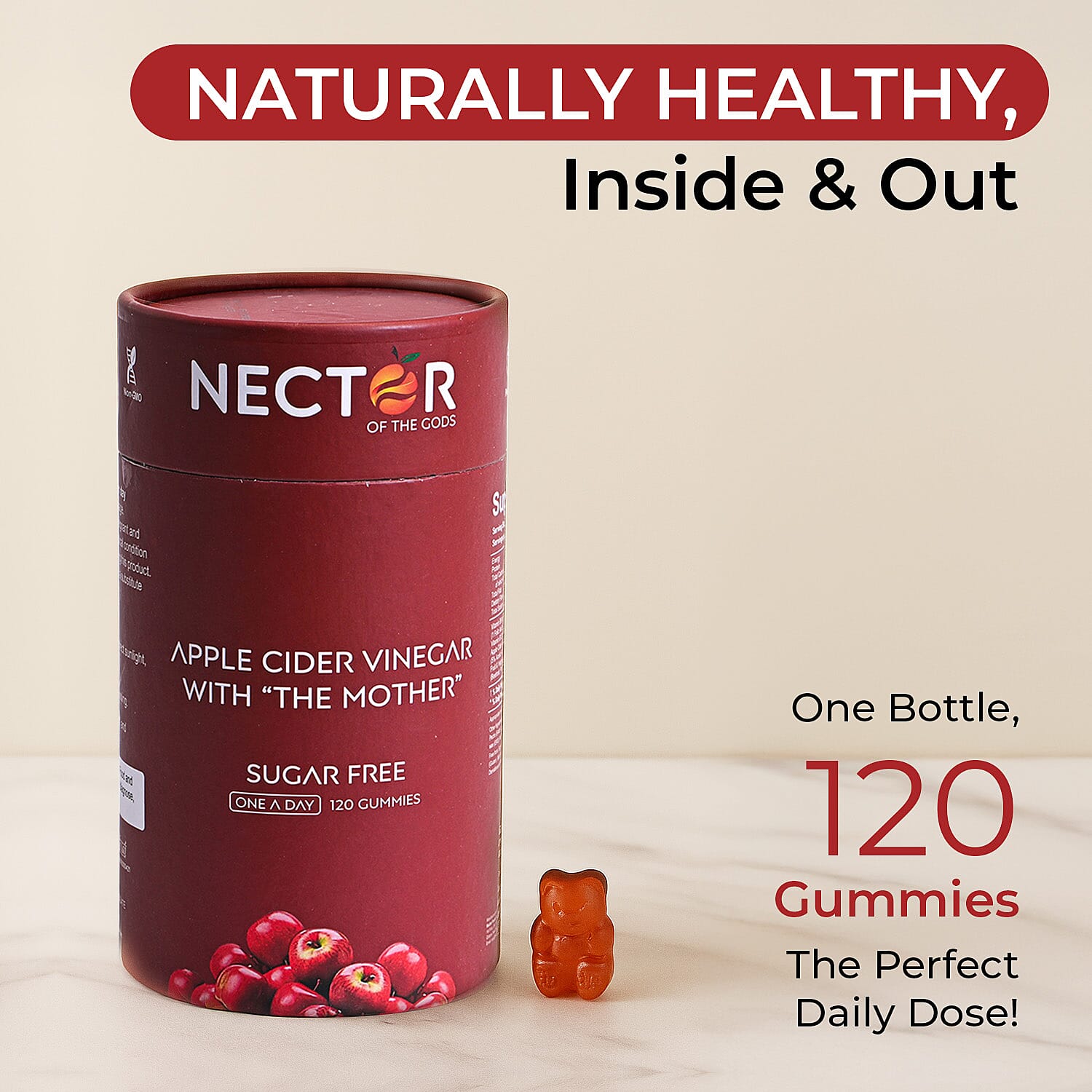 NECTOR Apple Cider Vinegar SUGAR FREE Gummies - 120 Days Supply (4 Months)