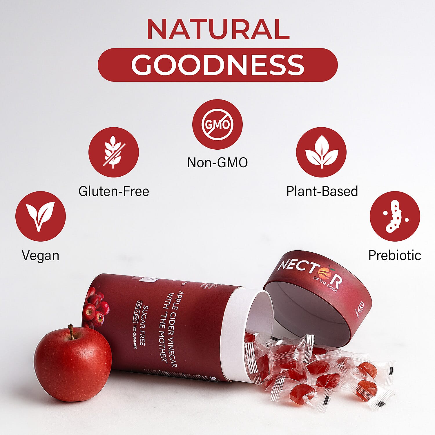 NECTOR Apple Cider Vinegar SUGAR FREE Gummies - 120 Days Supply (4 Months)
