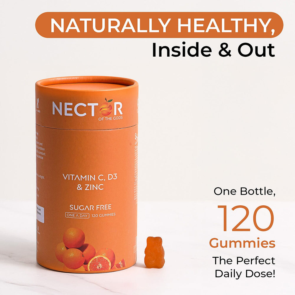 NECTOR Vitamin C, D3 - Zinc SUGAR FREE Gummies - 120 Days Supply (4 Months)