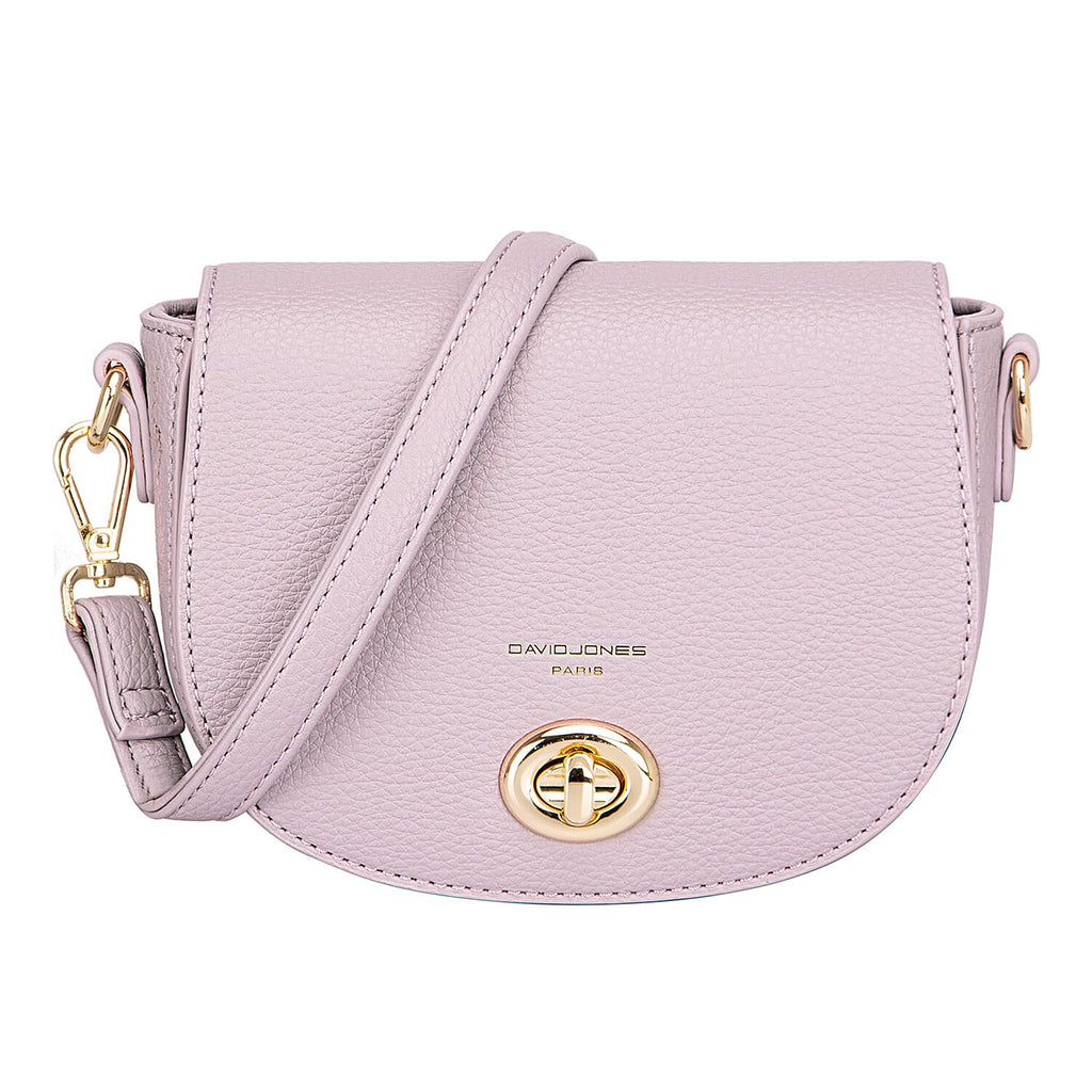 David Jones Stylish Round Flap Compact Shoulder Bag Lilac