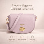 David Jones Stylish Round Flap Compact Shoulder Bag Lilac