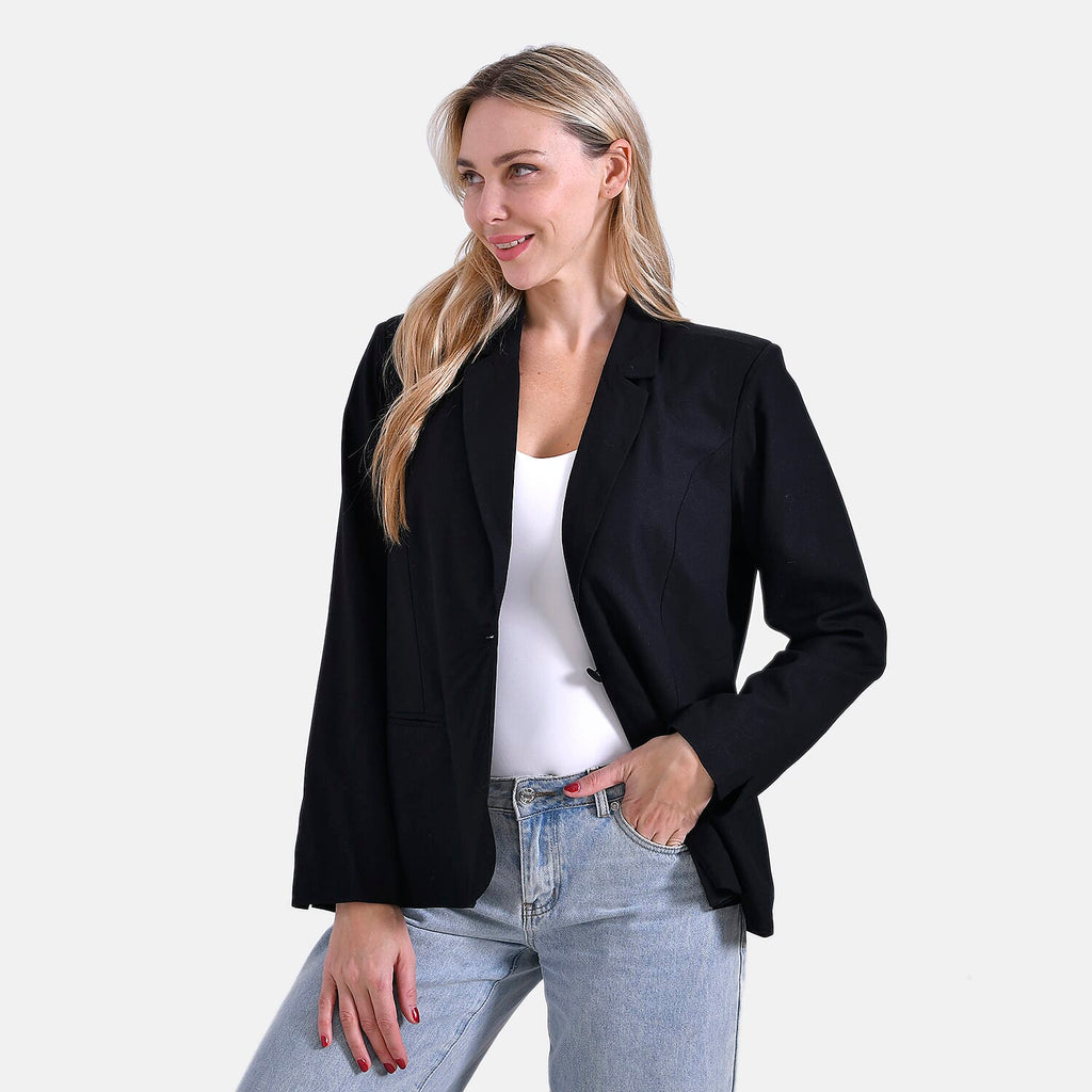 La Marey Classic Linen Blend Blazer (Size 16 to 18) - Black