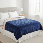 SEASONS SPECIAL LAUNCH - Hush Haven Luxury Reversible Cooling 7 Layer Sherpa Weighted Quilt (Size King) - Navy Approax 7 kg