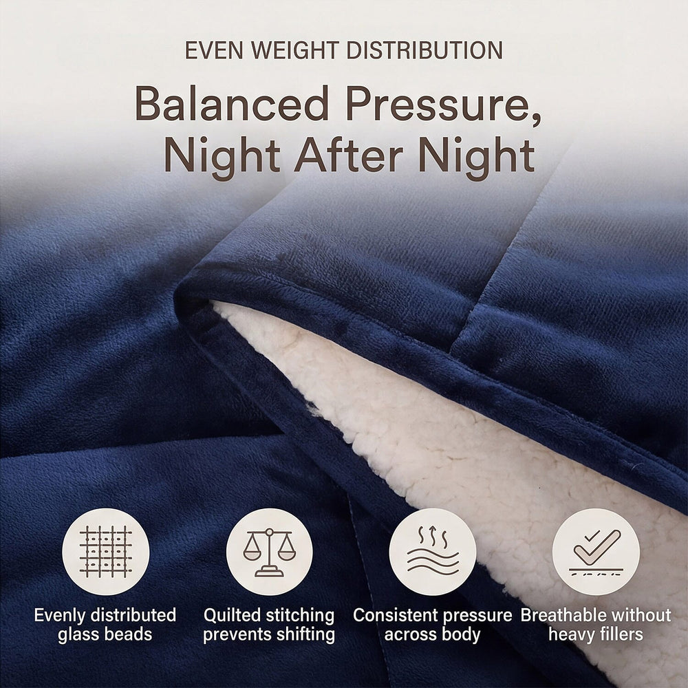 SEASONS SPECIAL LAUNCH - Hush Haven Luxury Reversible Cooling 7 Layer Sherpa Weighted Quilt (Size King) - Navy Approax 7 kg