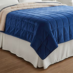 SEASONS SPECIAL LAUNCH - Hush Haven Luxury Reversible Cooling 7 Layer Sherpa Weighted Quilt (Size King) - Navy Approax 7 kg