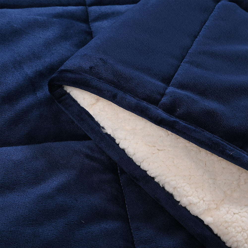 SEASONS SPECIAL LAUNCH - Hush Haven Luxury Reversible Cooling 7 Layer Sherpa Weighted Quilt (Size King) - Navy Approax 7 kg