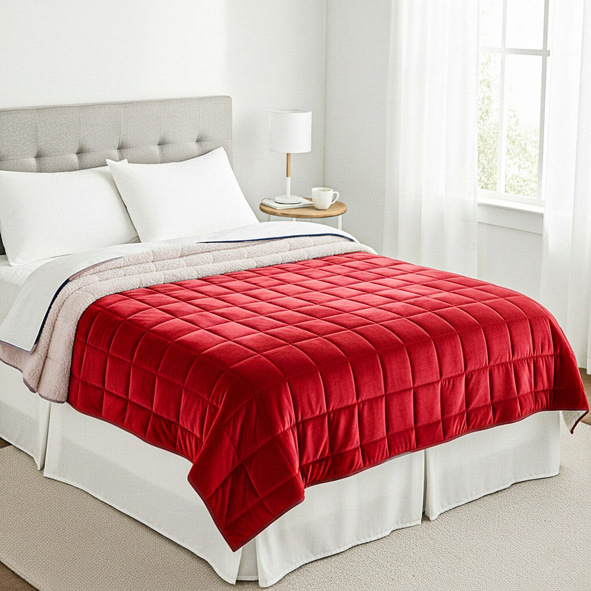 Hush Haven Luxury Reversible 7 Layer Weighted Quilt - Size King - Red - ( Approx 7 Kg )