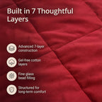Hush Haven Luxury Reversible 7 Layer Weighted Quilt - Size King - Red - ( Approx 7 Kg )
