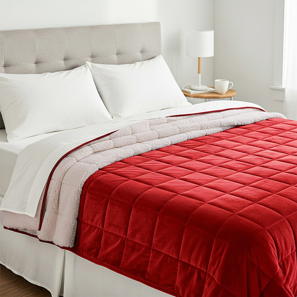 Hush Haven Luxury Reversible 7 Layer Weighted Quilt - Size King - Red - ( Approx 7 Kg )