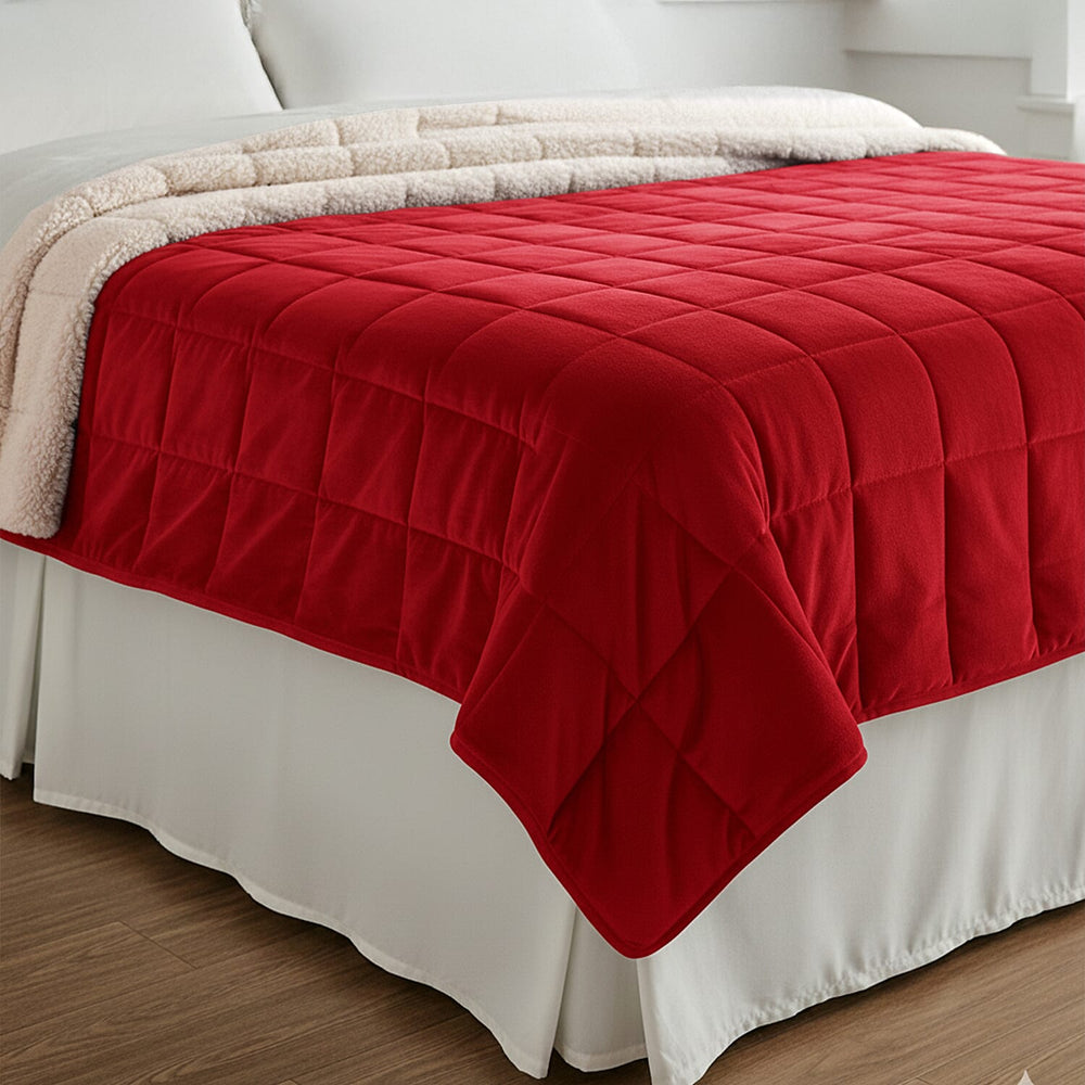Hush Haven Luxury Reversible 7 Layer Weighted Quilt - Size King - Red - ( Approx 7 Kg )