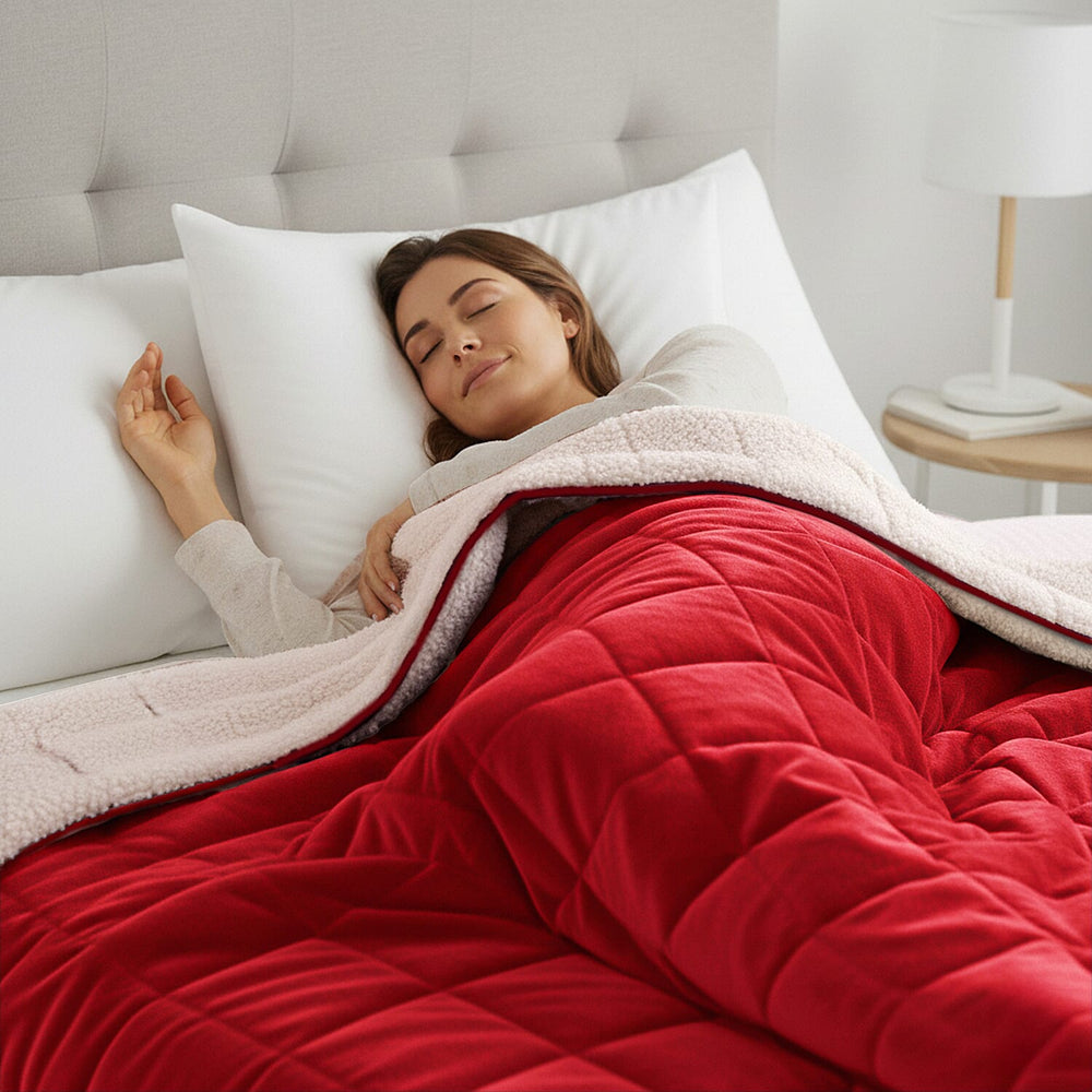Hush Haven Luxury Reversible 7 Layer Weighted Quilt - Size King - Red - ( Approx 7 Kg )