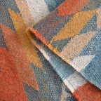 Striped Pattern Knitted Aztec Throw Cozy Blanket (50x70 inch) - Green & Orange_8187015_1