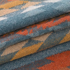 Striped Pattern Knitted Aztec Throw Cozy Blanket (50x70 inch) - Green & Orange_8187015_2