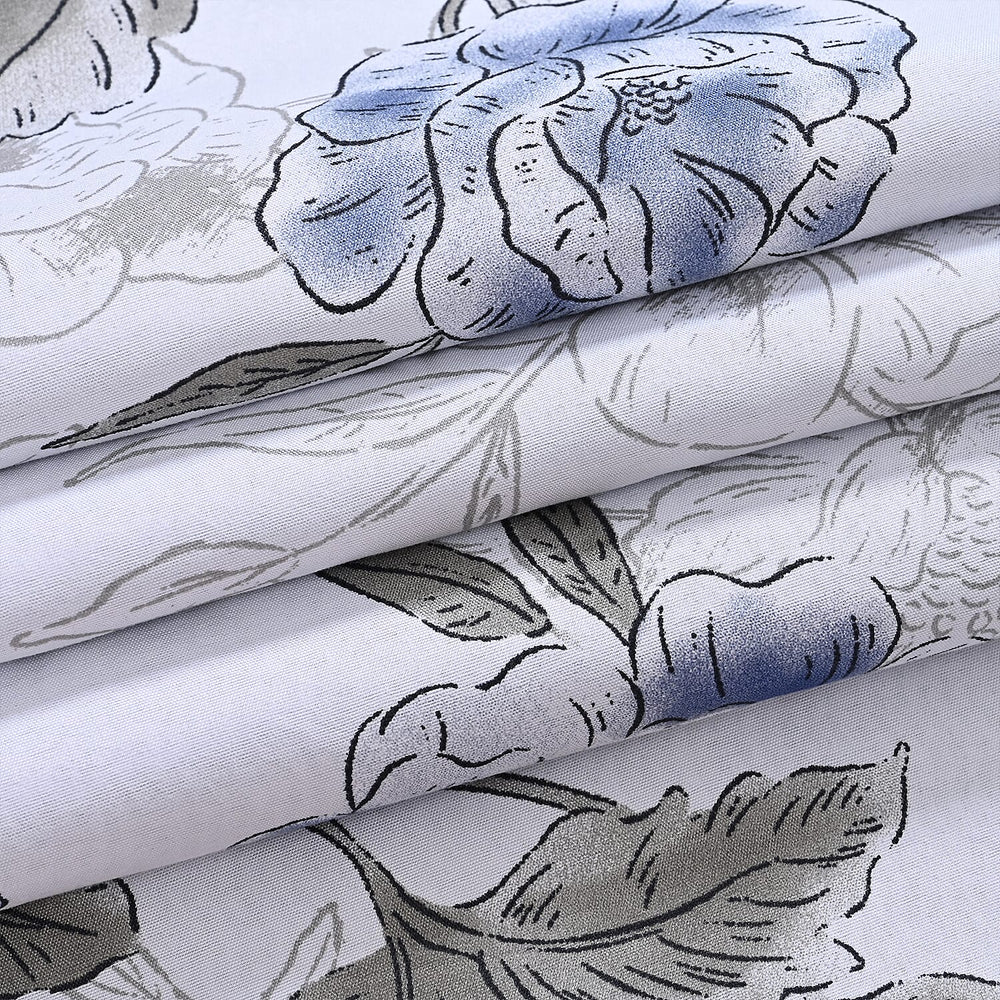 Homesmart 3 Piece Floral Print Comforter Set Inc. 1 Comforter & 2 Pillowcases (Size UK Double) - Blue