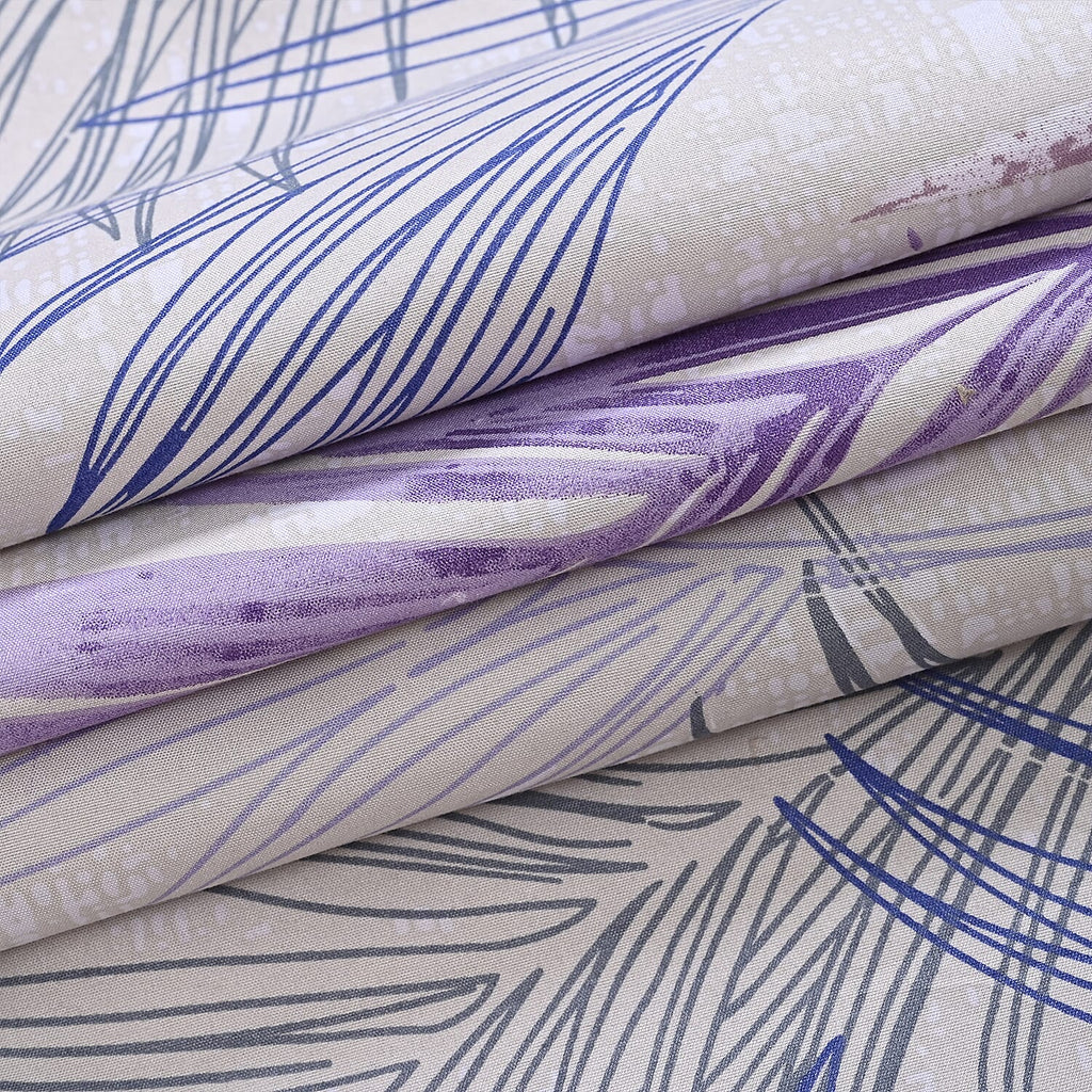 Homesmart 3 Piece Floral & Leaf Print Comforter Set Inc. 1 Comforter & 2 Pillowcases (Size UK Double) - Purple