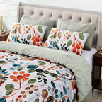 Homesmart 3 Piece Floral & Leaf Print Comforter Set Inc. 1 Comforter & 2 Pillowcases (Size UK King) - Multi
