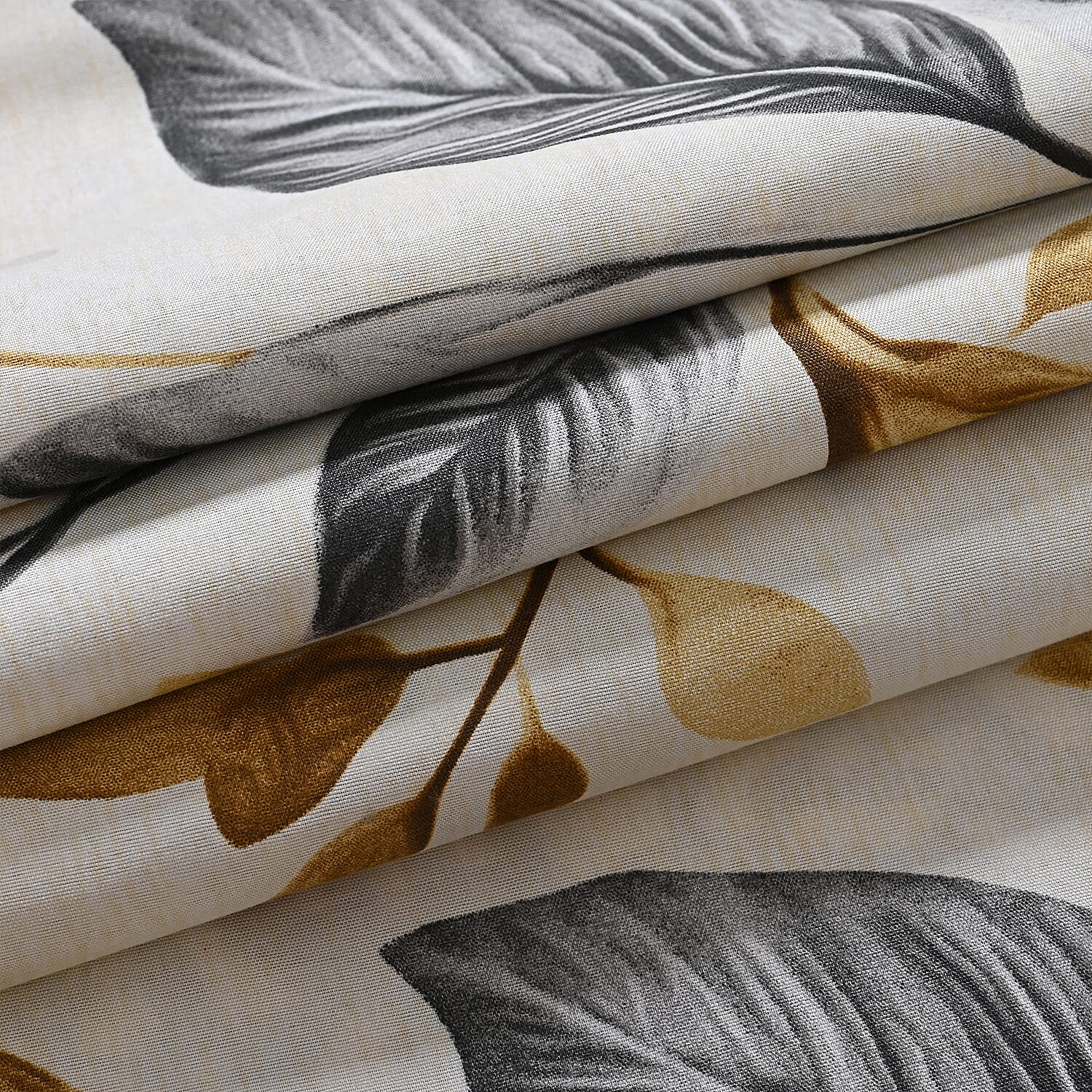 Homesmart 3 Piece Floral & Leaf Print Comforter Set Inc. 1 Comforter & 2 Pillowcases (Size UK King) - Cream