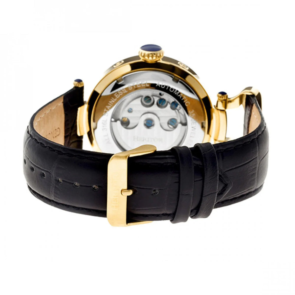 Heritor GENOA Chinese Automatic Movt. 5ATM WR Gold Dial Mens Watch with Black Genuine Leather Strap_8187624_1