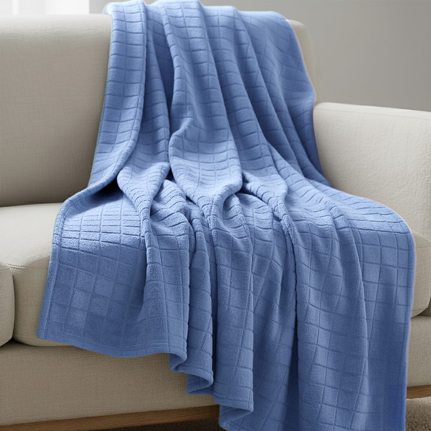 Hush Haven Sumptuous Quality Super Teddy Soft Blanket (200 x 150 cm) - Blue