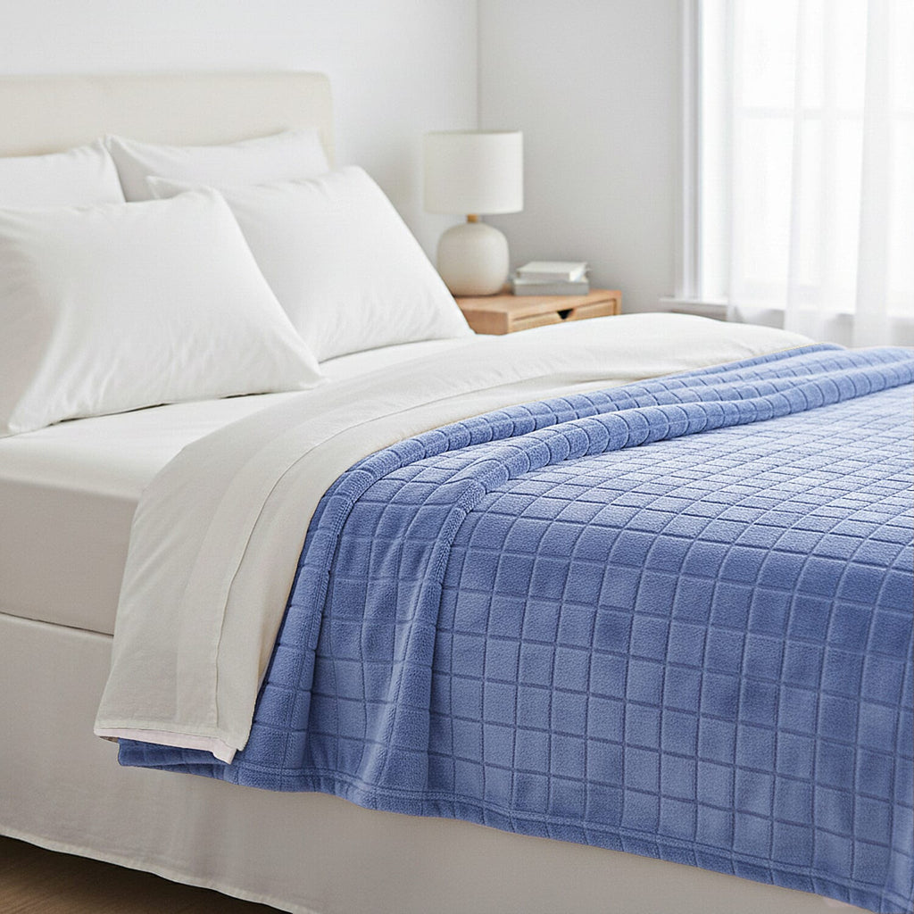 Hush Haven Sumptuous Quality Super Teddy Soft Blanket (200 x 150 cm) - Blue