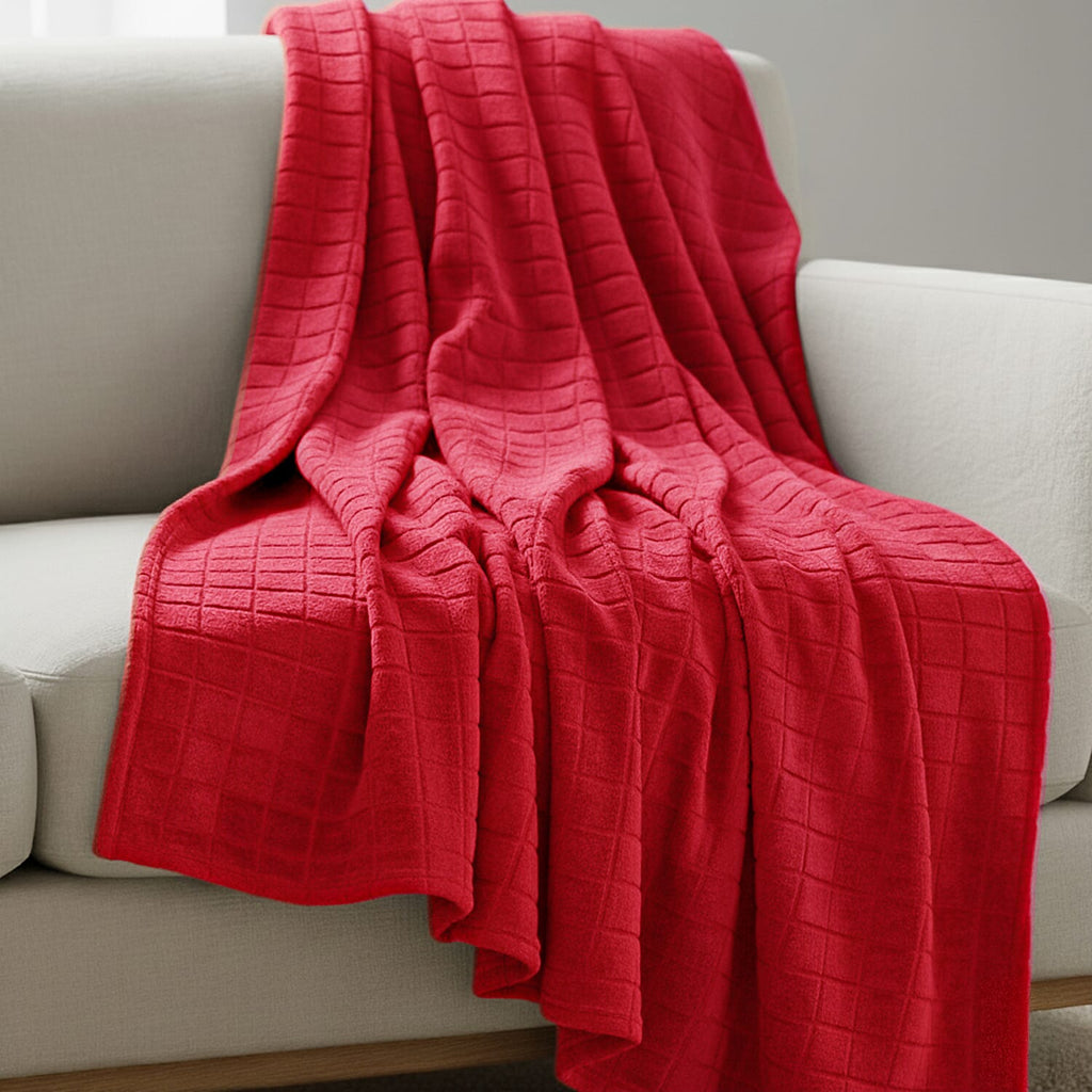 Hush Haven Sumptuous Quality Super Teddy Soft Blanket (200 x 150 cm) - Red
