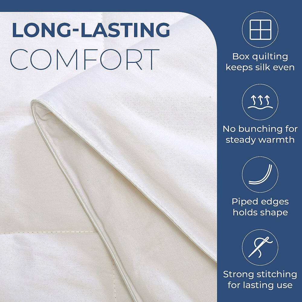 Decadently Beautiful 100% Mulberry Silk Duvet (Single, 135x200cm) - Ivory