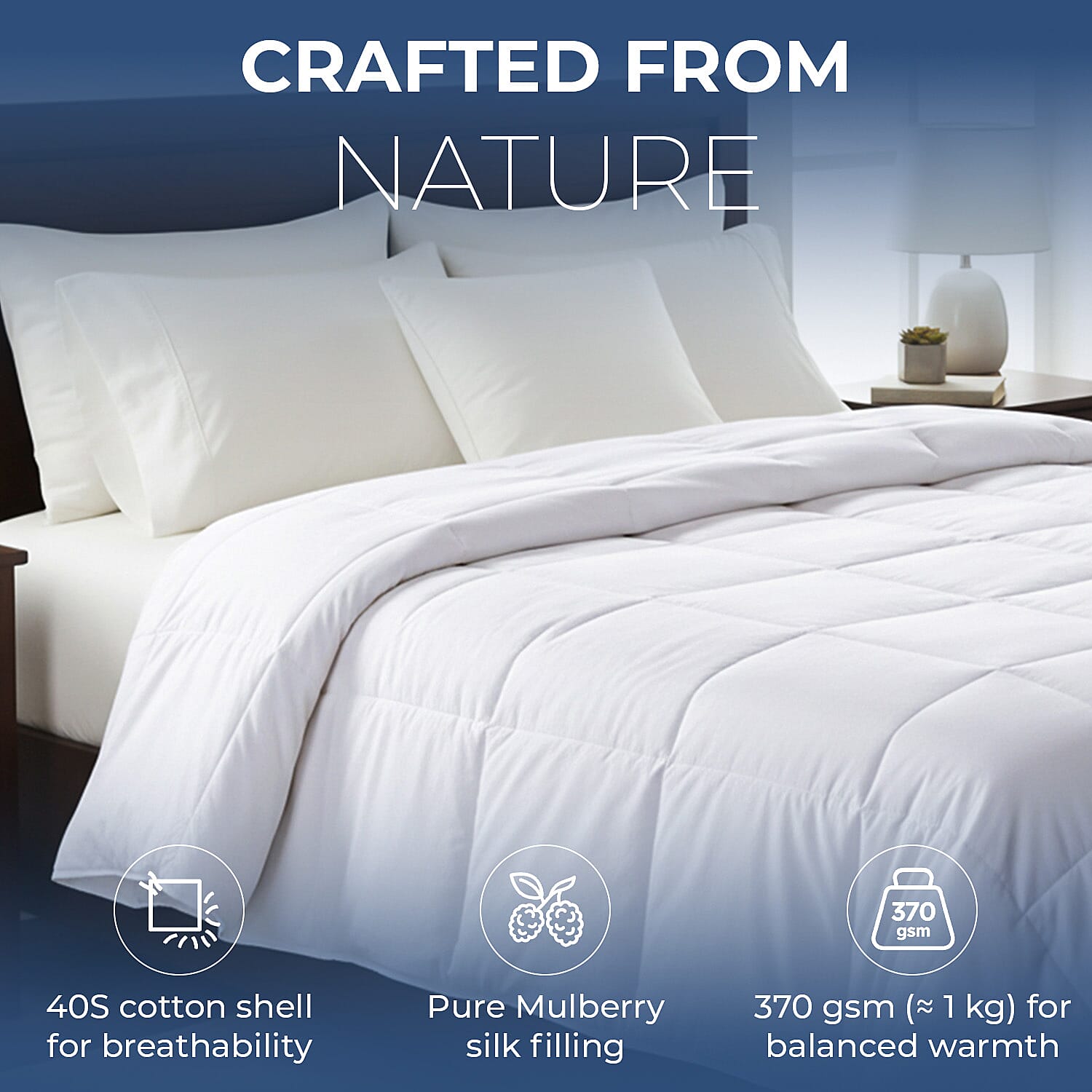 Decadently Beautiful 100% Mulberry Silk Duvet (Single, 135x200cm) - Ivory