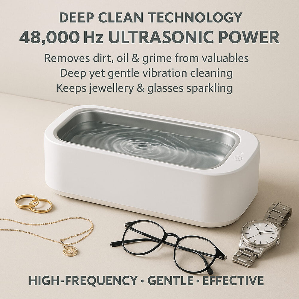 Multi-Purpose Ultrasonic Cleaner for Glasses & Jewelry - White