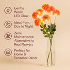 Set of 2 - Faux Flower Branches with LED Lights (60cm) - Orange