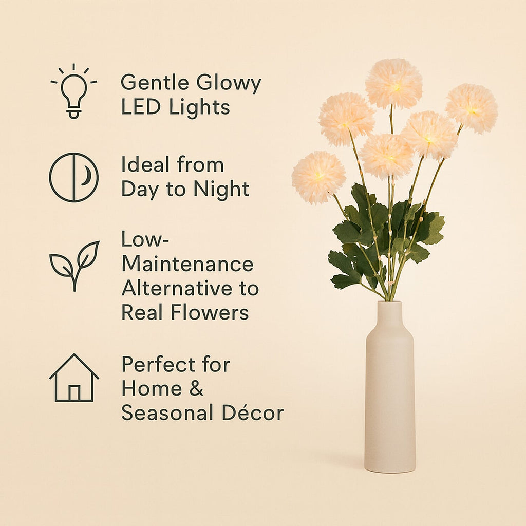 Set of 2 - Faux Flower Branches with LED Lights (60cm) - Champagne