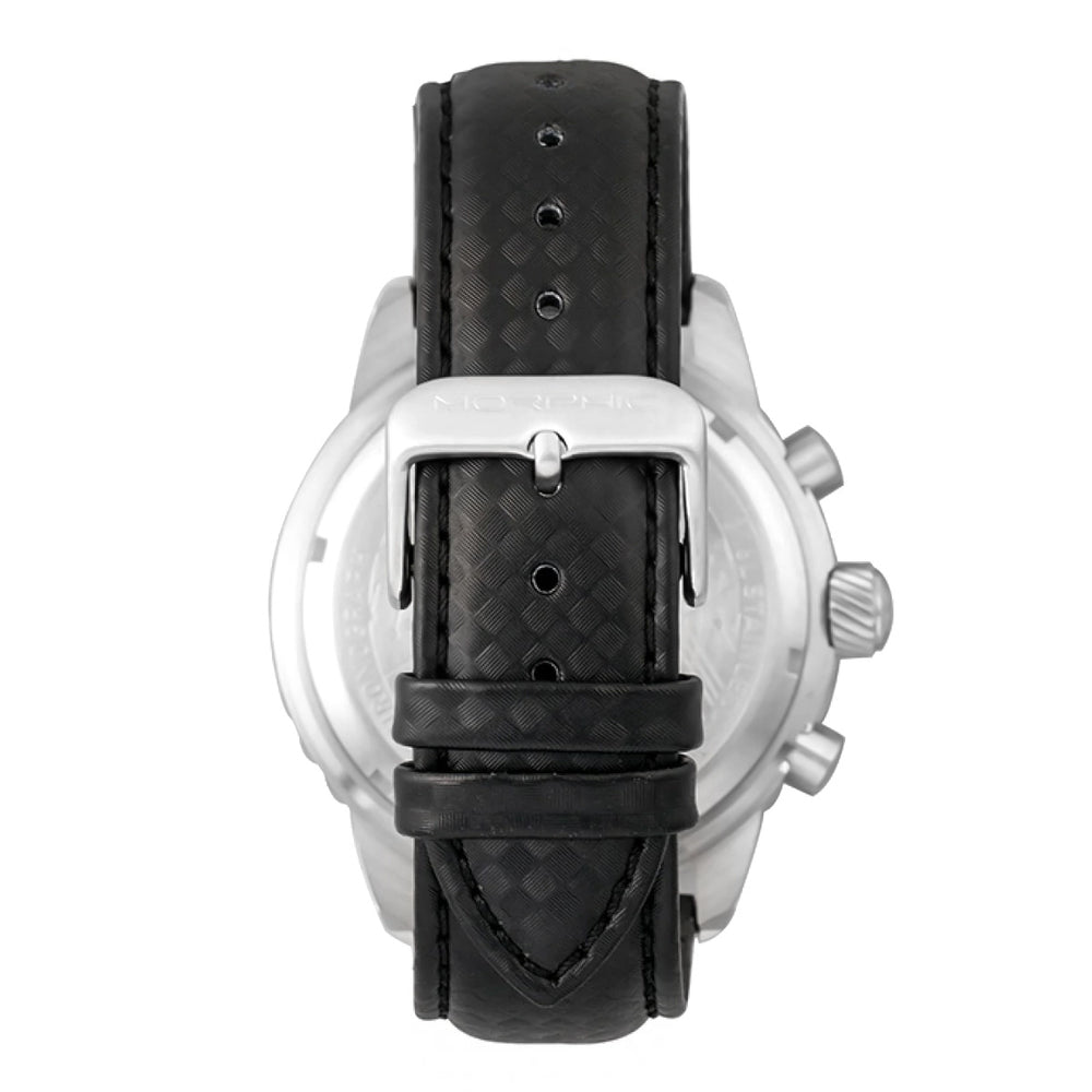 MORPHIC M51 Series Japanese Quartz Movt. 10ATM Water Resistant Black Dial Mens Watch with Black Colour Leather Strap and Silver-Tone Case_8194024_4