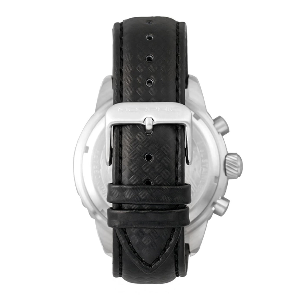 MORPHIC M51 Series Japanese Quartz Movt. 10ATM Water Resistant Black Dial Mens Watch with Black Colour Leather Strap and Silver-Tone Case_8194024_4