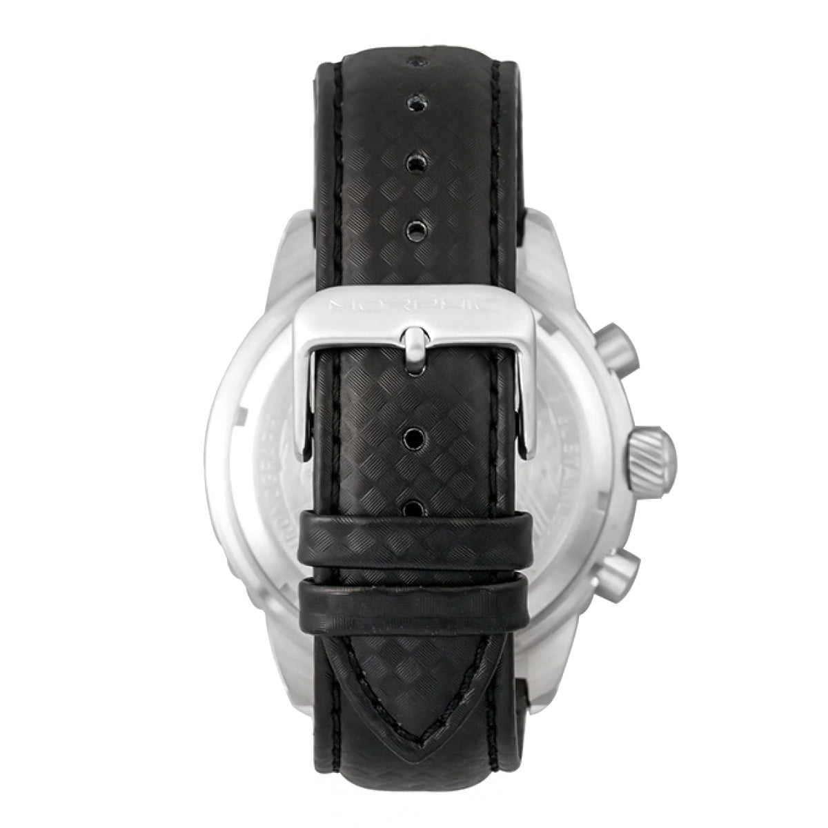 MORPHIC M51 Series Japanese Quartz Movt. 10ATM Water Resistant Black Dial Mens Watch with Black Colour Leather Strap and Silver-Tone Case_8194024_4