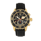 MORPHIC M51 Series Japanese Quartz Movt. 10ATM Water Resistant Black Dial Mens Watch with Black Colour Leather Strap and Silver-Tone Case