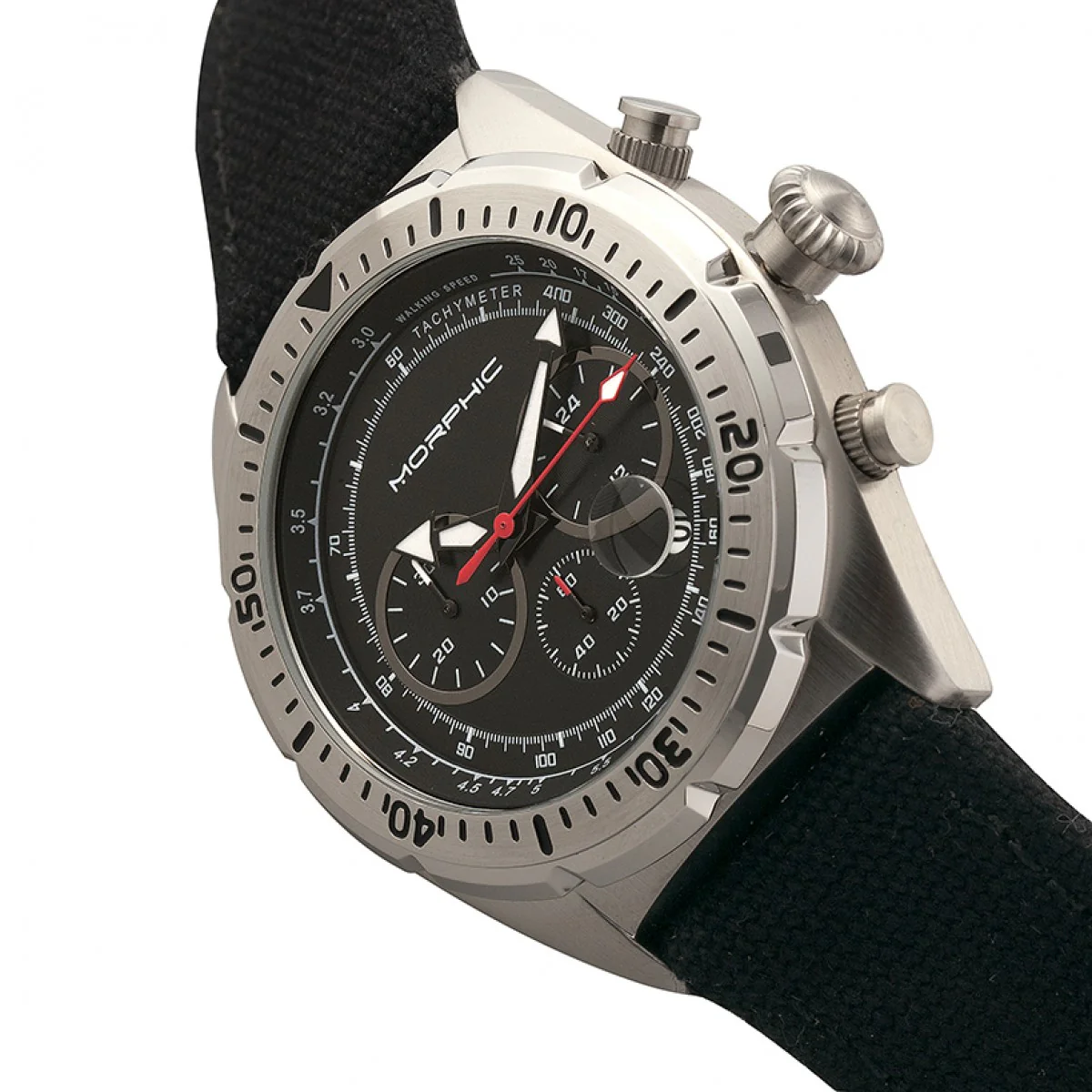 MORPHIC M53 Series Japanese Quartz Movt. 5ATM Water Resistant Black Dial Mens Watch with Black Colour Leather Strap and Silver-Tone Case_8194027_3