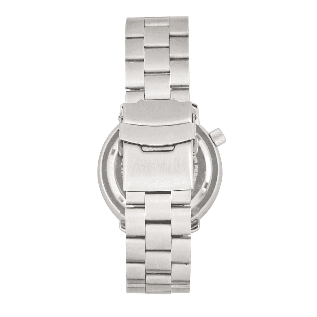 MORPHIC M74 Series Japanese Quartz Movt. 5ATM Water Resistant Black Dial Mens Watch with Silver Colour Stainless Steel Strap
