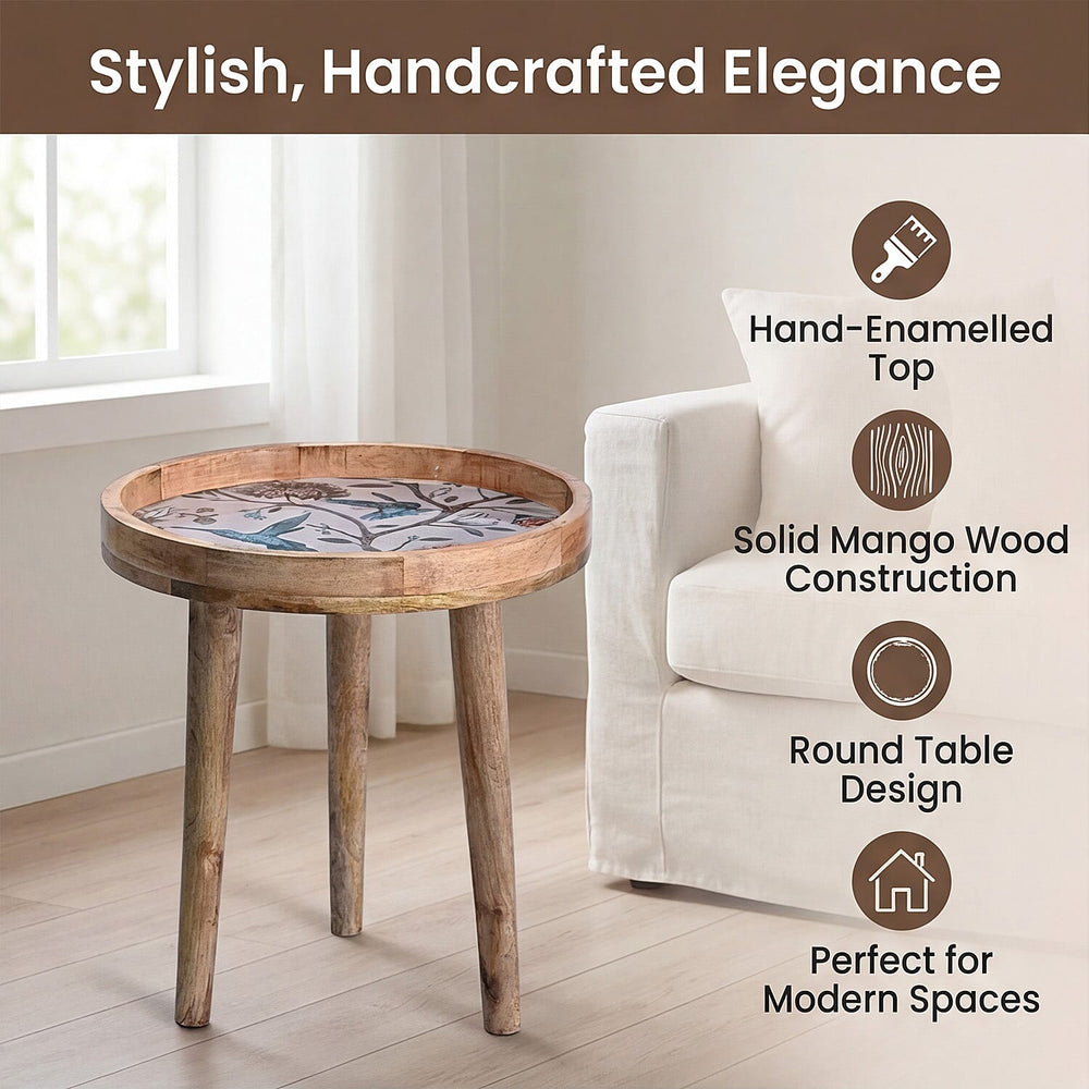 Mango Wood Enamelled Coffee Table (Size 45 x 45 cm) Flat Packed - Blue
