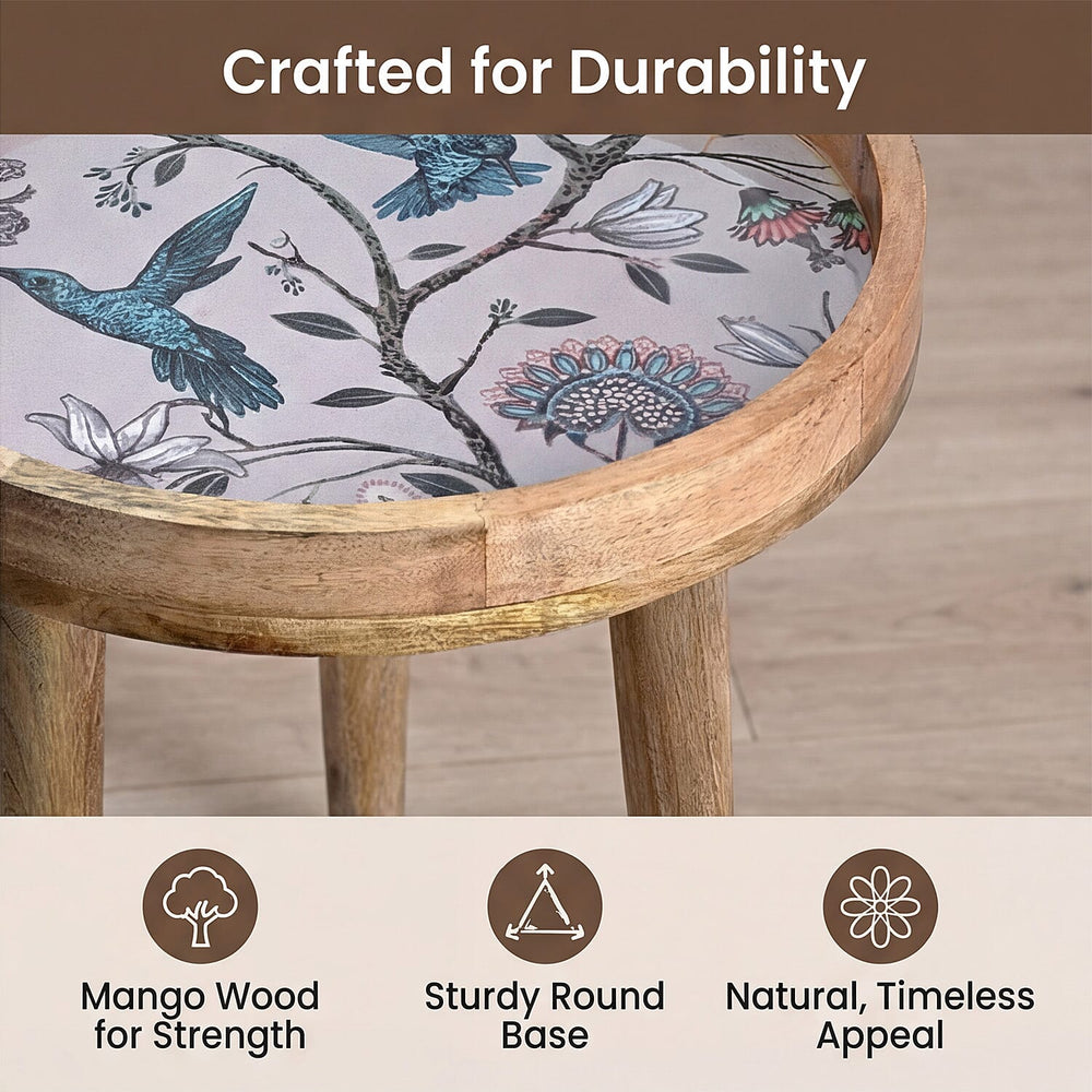 Mango Wood Enamelled Coffee Table (Size 45 x 45 cm) Flat Packed - Blue