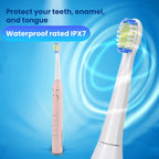 ADA Accepted Sonic Electric Toothbrush with 40,000 VPM - 5 Modes - 60 Day Use USB Rechargeable with 8 Dupont Heads - Pink