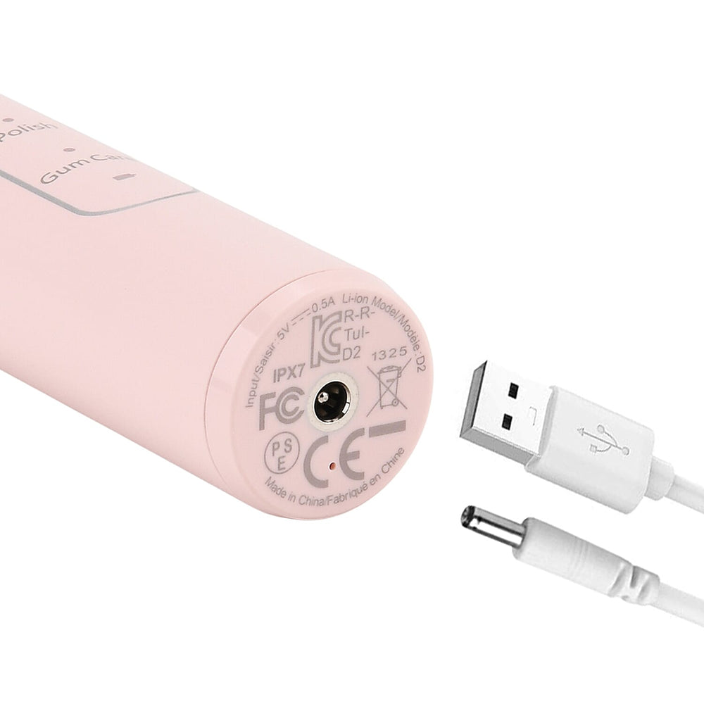 ADA Accepted Sonic Electric Toothbrush with 40,000 VPM - 5 Modes - 60 Day Use USB Rechargeable with 8 Dupont Heads - Pink