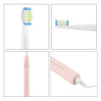 ADA Accepted Sonic Electric Toothbrush with 40,000 VPM - 5 Modes - 60 Day Use USB Rechargeable with 8 Dupont Heads - Pink