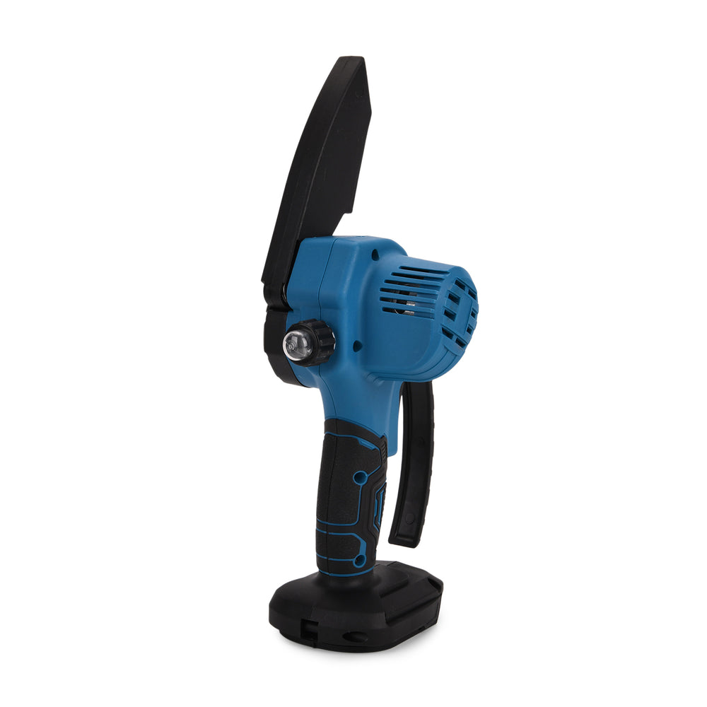 6 Inch 21V Chainsaw with 2 Chains and a 2 Batteries (Size 42x11x10 cm) - Blue