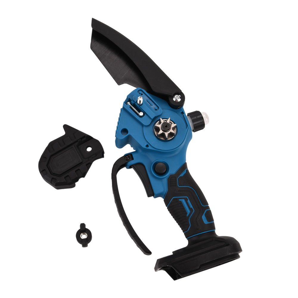 6 Inch 21V Chainsaw with 2 Chains and a 2 Batteries (Size 42x11x10 cm) - Blue